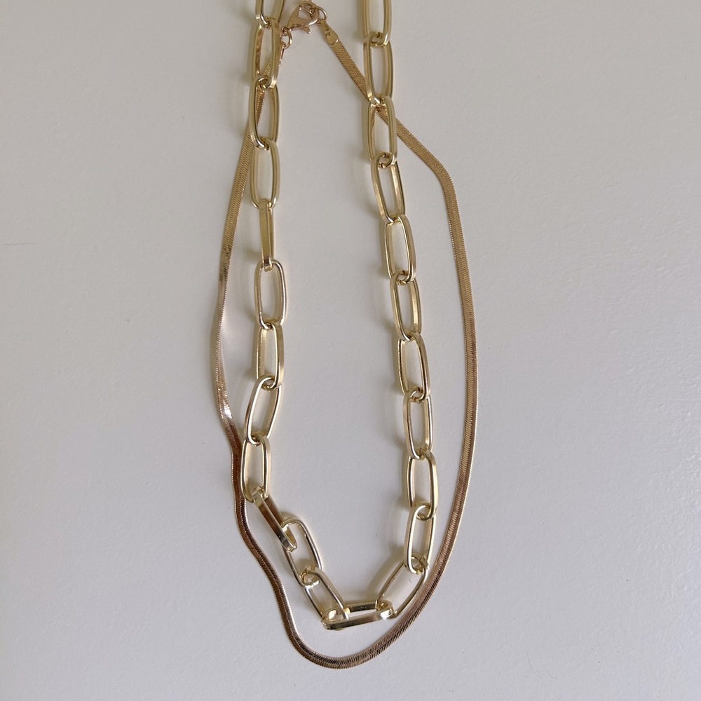 Two Gold adjustable choker necklaces, 16”